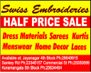 Swiss Embroideries - Half Price Sale